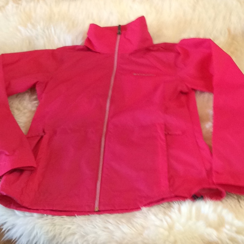 Columbia bright pink windbreaker w/ packable hood - Picture 2 of 12